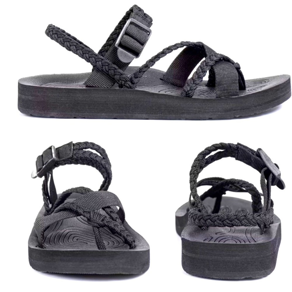 Women’s Black Braided Strap Sandals